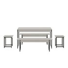Conjunto Mesa De Jantar Com 2 Bancos 2 Banquetas Estilo Indus