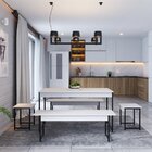 Conjunto Mesa De Jantar Com 2 Bancos 2 Banquetas Estilo Indus