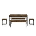 Conjunto Mesa De Jantar Com 2 Bancos 2 Banquetas Estilo Indus