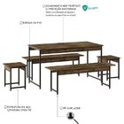 Conjunto Mesa De Jantar Com 2 Bancos 2 Banquetas Estilo Indus