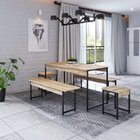 Conjunto Mesa De Jantar Com 2 Bancos 2 Banquetas Estilo Indus