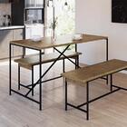 Conjunto Mesa De Jantar Com 2 Bancos Est Aço Steel Quadra 279