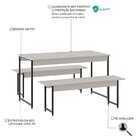 Conjunto Mesa De Jantar Com 2 Bancos Estilo Industrial Active