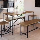 Conjunto Mesa De Jantar Com 4 Bancos Est Aço Steel Quadra 279