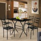 Conjunto Mesa De Jantar Com 4 Cadeiras Preto São Paulo Shop Jm