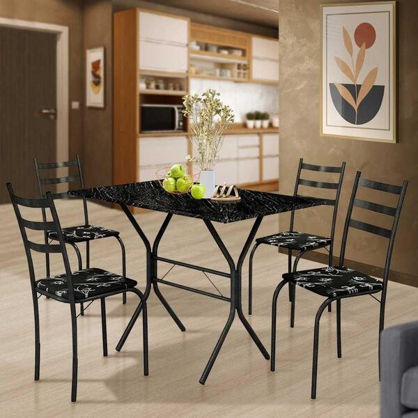 Conjunto Mesa De Jantar Com 4 Cadeiras Preto São Paulo Shop Jm
