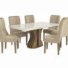 Conjunto Mesa De Jantar Copaíba Com 6 Cadeiras Nogueira/off W