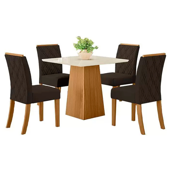 Conjunto Mesa De Jantar Dora Com 4 Cadeiras Vita Nature/off W