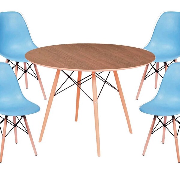 Conjunto Mesa De Jantar Eames 90cm + 4 Cadeiras Eames Eiffel