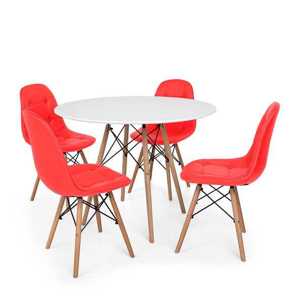 Conjunto Mesa De Jantar Eiffel 100cm Branca Com 4 Cadeiras Ch