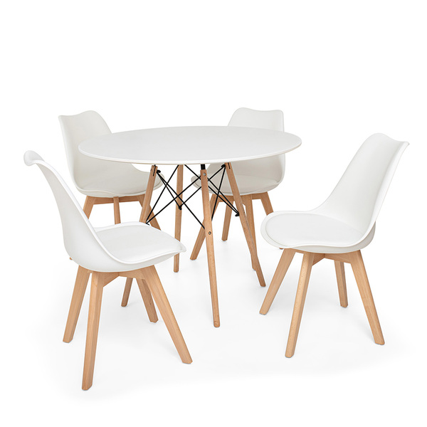 Conjunto Mesa De Jantar Eiffel 100cm Branca Com 4 Cadeiras Ea