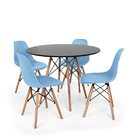 Conjunto Mesa De Jantar Eiffel 100cm Preta Com 4 Cadeiras Cha