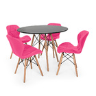 Conjunto Mesa De Jantar Eiffel 100cm Preta Com 4 Cadeiras Cha