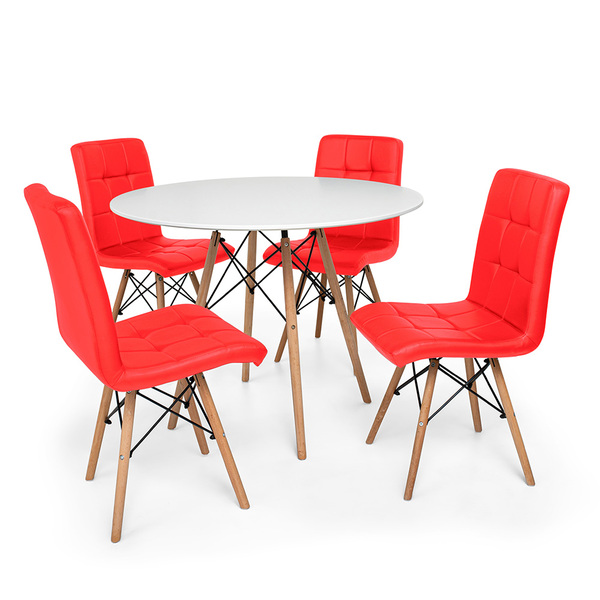Conjunto Mesa De Jantar Eiffel 120cm Branca Com 4 Cadeiras Ei