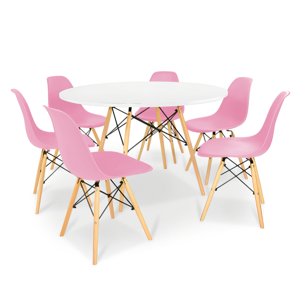 Conjunto Mesa De Jantar Eiffel 120cm Branca Com 6 Cadeiras Ch