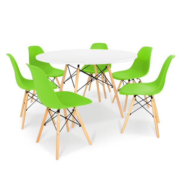 Conjunto Mesa De Jantar Eiffel 120cm Branca Com 6 Cadeiras Ch