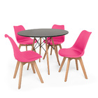 Conjunto Mesa De Jantar Eiffel 120cm Preta Com 4 Cadeiras Eam