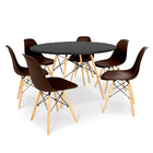 Conjunto Mesa De Jantar Eiffel 120cm Preta Com 6 Cadeiras Cha
