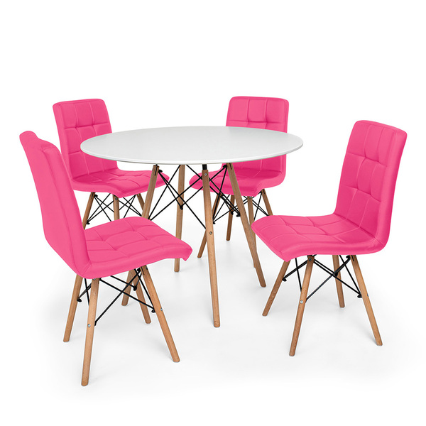 Conjunto Mesa De Jantar Eiffel 80cm Branca Com 4 Cadeiras Eif