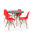 Conjunto Mesa De Jantar Eiffel 80cm Preta Com 4 Cadeiras Char