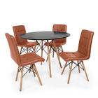 Conjunto Mesa De Jantar Eiffel 80cm Preta Com 4 Cadeiras Eiff
