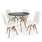 Conjunto Mesa De Jantar Eiffel 80cm Preta Com 4 Cadeiras Eiff