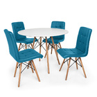 Conjunto Mesa De Jantar Eiffel 90cm Branca Com 4 Cadeiras Eif