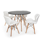 Conjunto Mesa De Jantar Eiffel 90cm Preta Com 4 Cadeiras Char