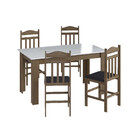 Conjunto Mesa De Jantar Elegante 4 Cadeiras Assento Estofado