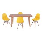 Conjunto Mesa De Jantar Em Madeira 150x80 Vértice + 4 Cadeira