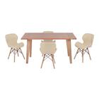 Conjunto Mesa De Jantar Em Madeira 150x80 Vértice + 4 Cadeira