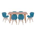 Conjunto Mesa De Jantar Em Madeira 150x80 Vértice + 6 Cadeira
