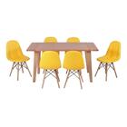 Conjunto Mesa De Jantar Em Madeira 150x80 Vértice + 6 Cadeira