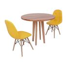 Conjunto Mesa De Jantar Em Madeira 90cm Com Base Vértice + 2