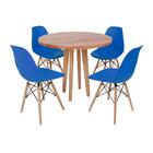 Conjunto Mesa De Jantar Em Madeira 90cm Com Base Vértice + 4