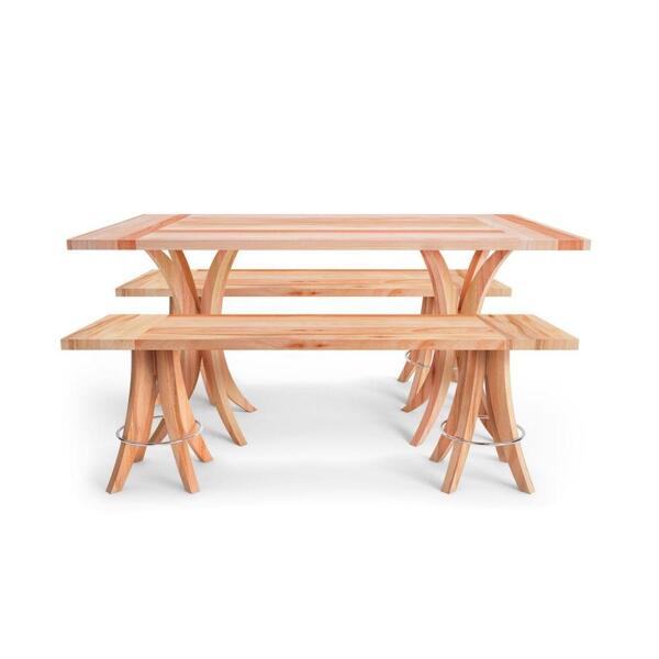 Conjunto Mesa De Jantar Em Madeira Retangular Com 2 Bancos -
