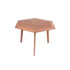 Conjunto Mesa De Jantar Em Madeira Sextavada Com  6 Bancos Se