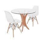 Conjunto Mesa De Jantar Em Vidro 90cm Com 2 Cadeiras Eiffel T