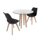 Conjunto Mesa De Jantar Em Vidro 90cm Com Base Vértice + 2 Ca