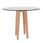 Conjunto Mesa De Jantar Em Vidro 90cm Com Base Vértice + 4 Ca