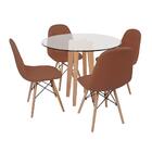 Conjunto Mesa De Jantar Em Vidro 90cm Com Base Vértice + 4 Ca