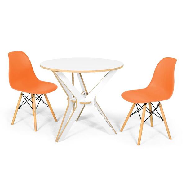 Conjunto Mesa De Jantar Encaixe Itália 90cm Com 2 Cadeiras Ea