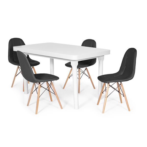 Conjunto Mesa De Jantar França 110x80cm Branca Com 4 Cadeiras