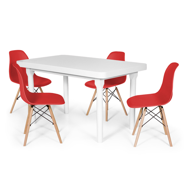 Conjunto Mesa De Jantar França 110x80cm Branca Com 4 Cadeiras