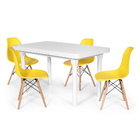 Conjunto Mesa De Jantar França 110x80cm Branca Com 4 Cadeiras