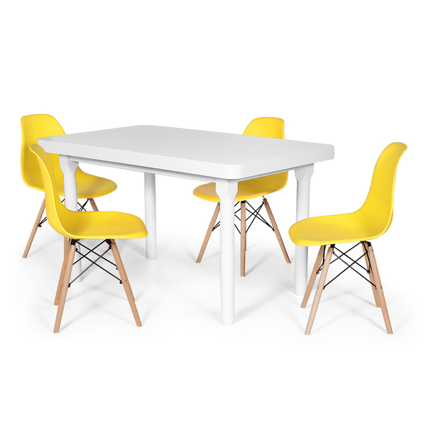 Conjunto Mesa De Jantar França 110x80cm Branca Com 4 Cadeiras