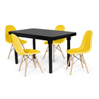 Conjunto Mesa De Jantar França 110x80cm Preta Com 4 Cadeiras