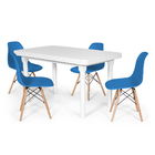Conjunto Mesa De Jantar França 140x80cm Branca Com 4 Cadeiras
