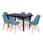 Conjunto Mesa De Jantar França 160x80cm Preta Com 6 Cadeiras