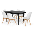 Conjunto Mesa De Jantar França 160x80cm Preta Com 6 Cadeiras